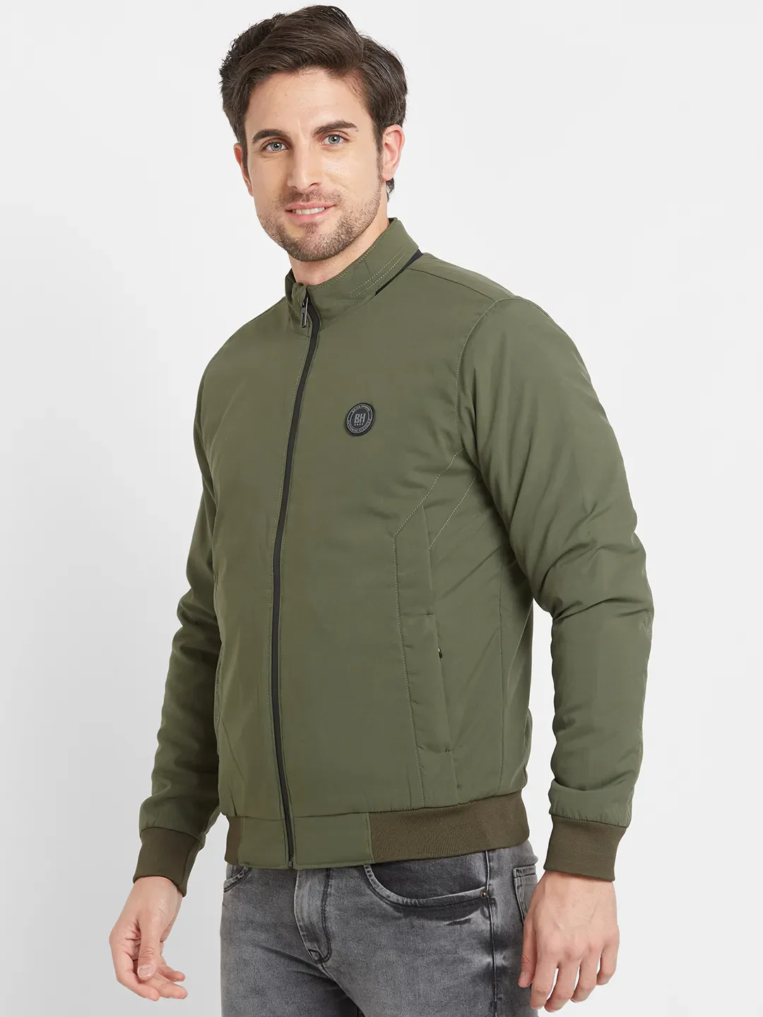 Olive Regular Fit Long Sleeves Men's Jacket by Being Human Clothing - Image 3