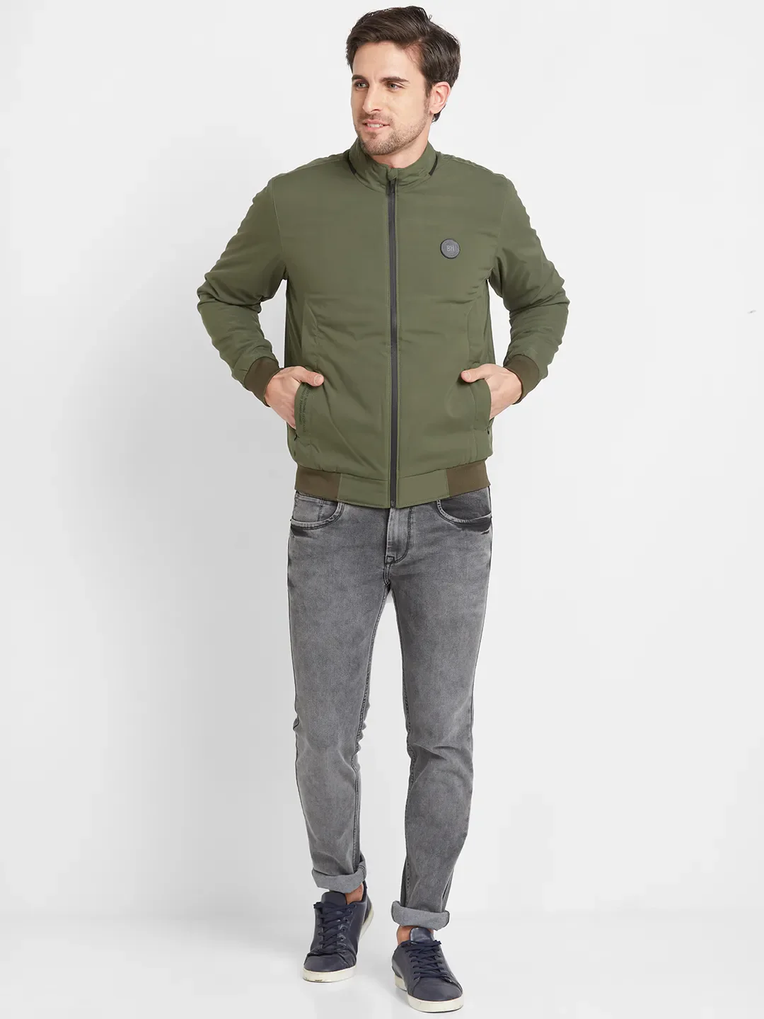 Olive Regular Fit Long Sleeves Men's Jacket by Being Human Clothing - Image 5