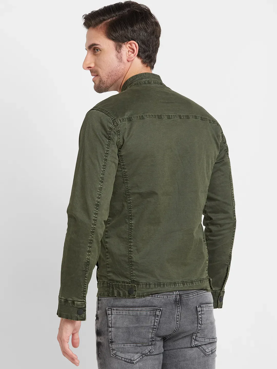 Olive Regular Fit Long Sleeves Men's Jacket by Being Human Clothing - Image 3