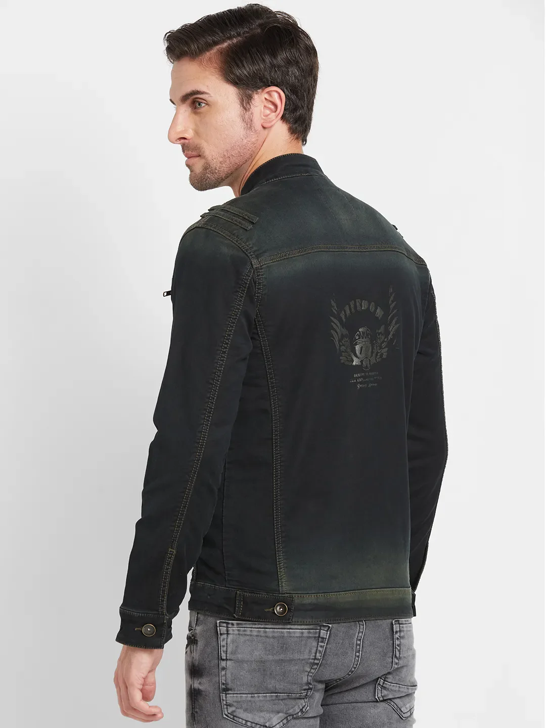 Olive Regular Fit Long Sleeves Men's Jacket by Being Human Clothing - Image 3