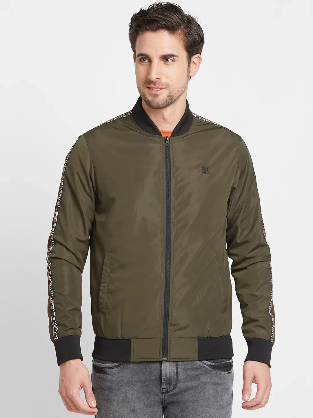 Olive Regular Fit Long Sleeves Men's Jacket by Being Human Clothing