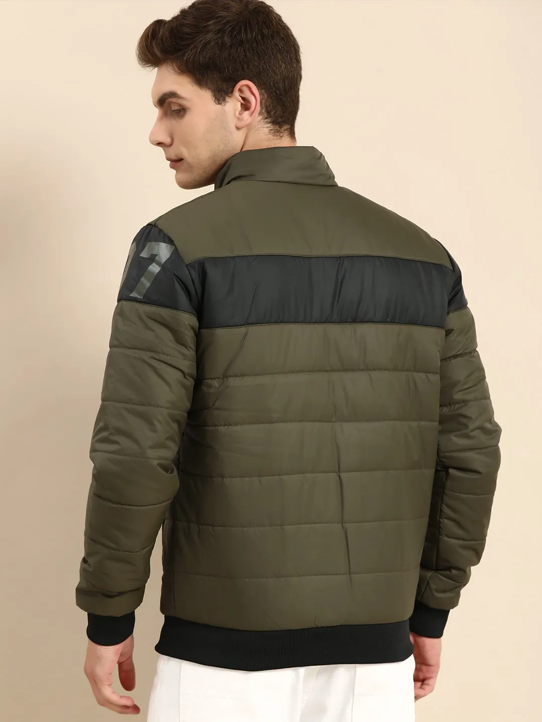 Olive Regular Fit Long Sleeves Cotton Men's Jacket by Being Human Clothing - Image 3