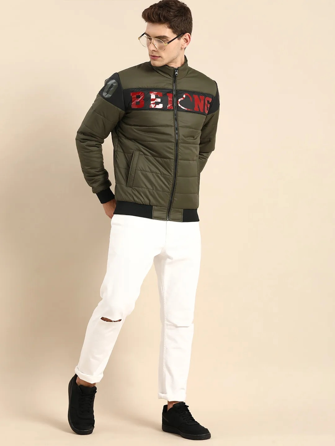 Olive Regular Fit Long Sleeves Cotton Men's Jacket by Being Human Clothing - Image 5