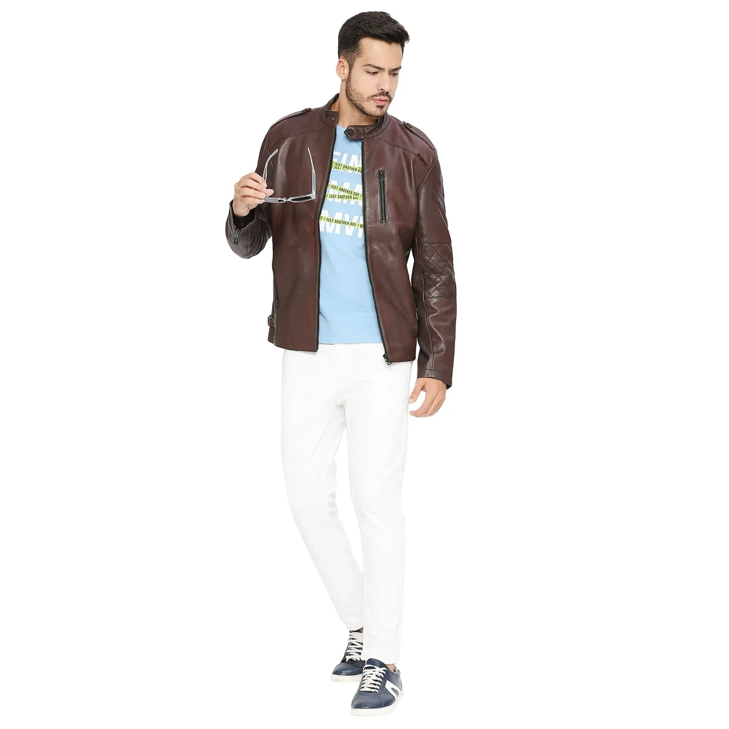 Red Regular Fit Long Sleeves Leather Men's Jacket by Being Human Clothing - Image 6