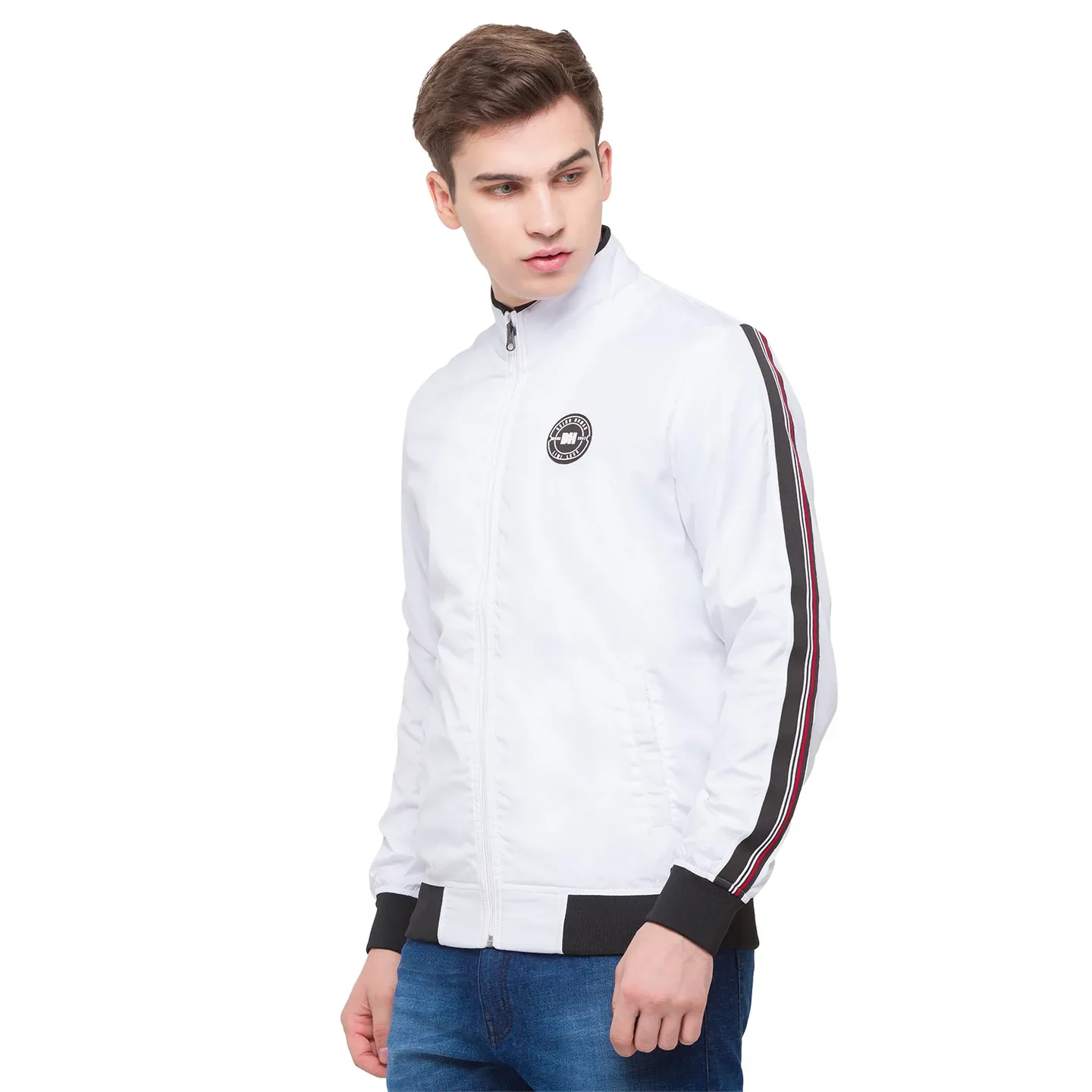 White Regular Fit Long Sleeves Polyester Men's Jacket by Being Human Clothing - Image 3