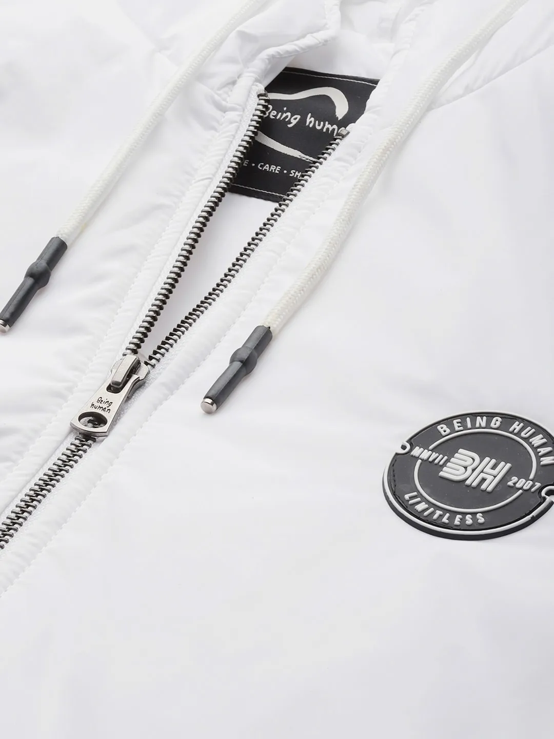 White Regular Fit Long Sleeves Cotton Men's Jacket by Being Human Clothing - Image 4