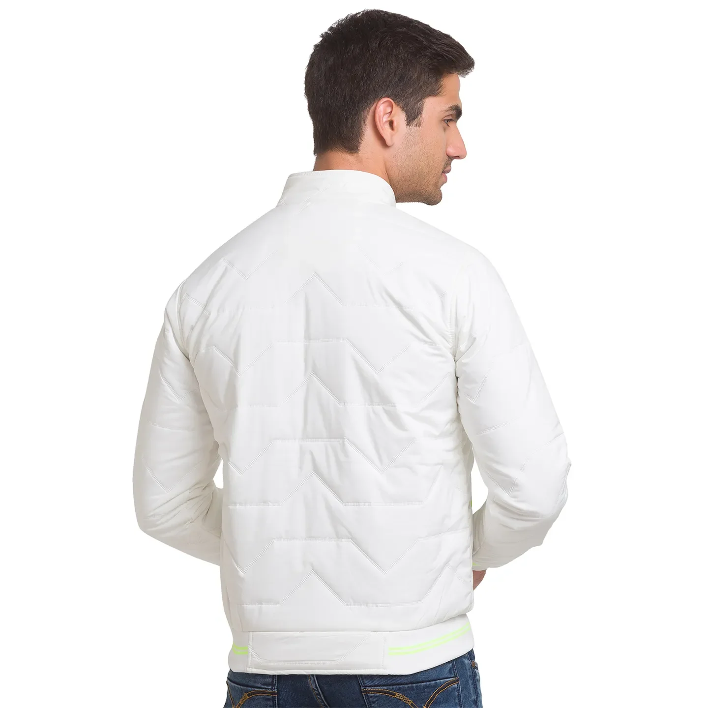White Regular Fit Long Sleeves Polyester Men's Jacket by Being Human Clothing - Image 3