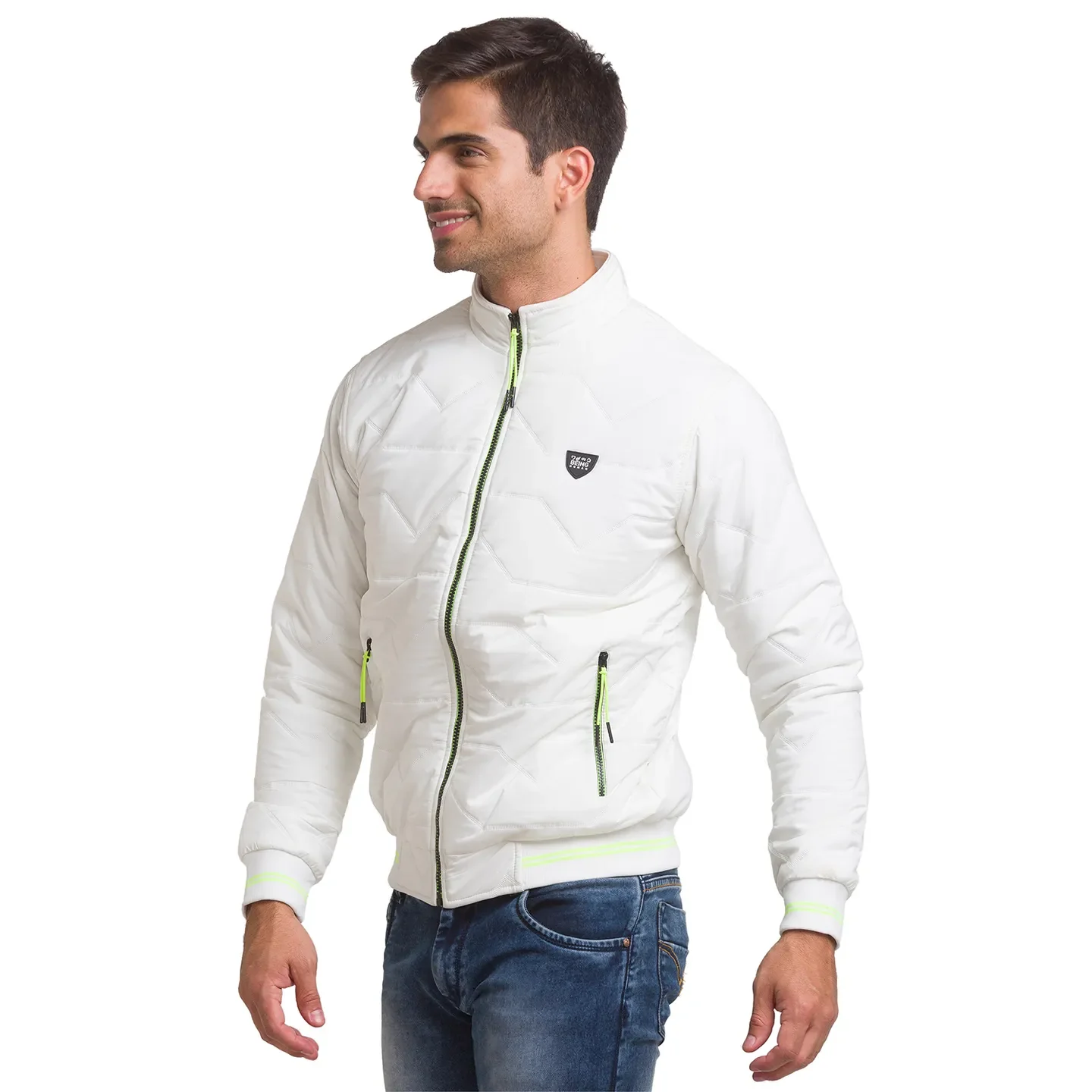 White Regular Fit Long Sleeves Polyester Men's Jacket by Being Human Clothing - Image 4