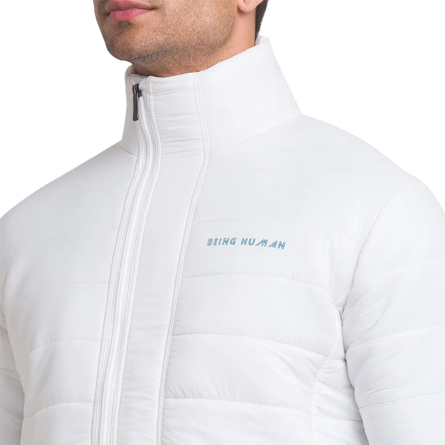 White Regular Fit Long Sleeves Polyester Men's Jacket by Being Human Clothing - Image 5