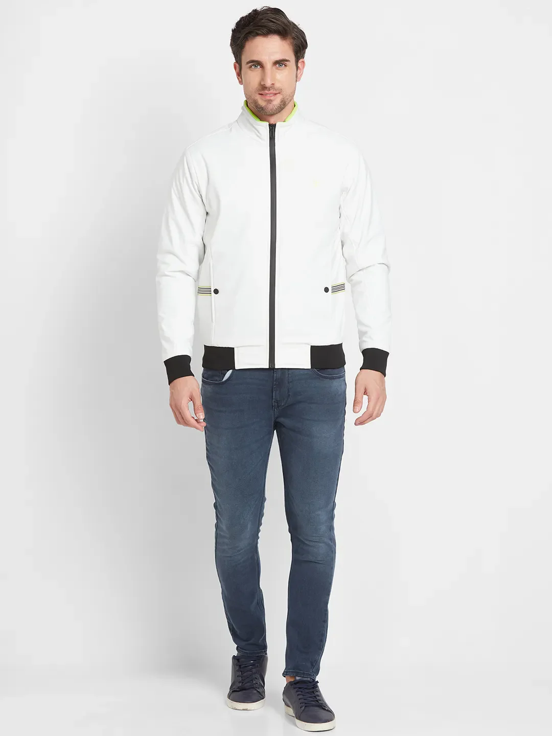 White Regular Fit Long Sleeves Men's Jacket by Being Human Clothing - Image 2