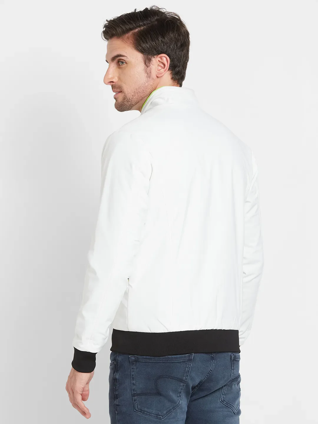 White Regular Fit Long Sleeves Men's Jacket by Being Human Clothing - Image 3