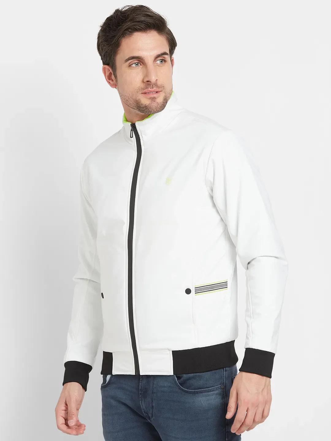 White Regular Fit Long Sleeves Men's Jacket by Being Human Clothing - Image 4