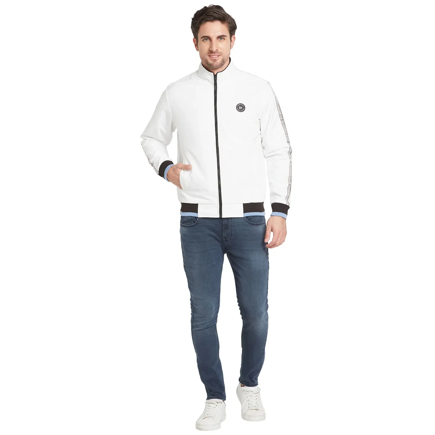 White Regular Fit Long Sleeves Men's Jacket by Being Human Clothing - Image 2