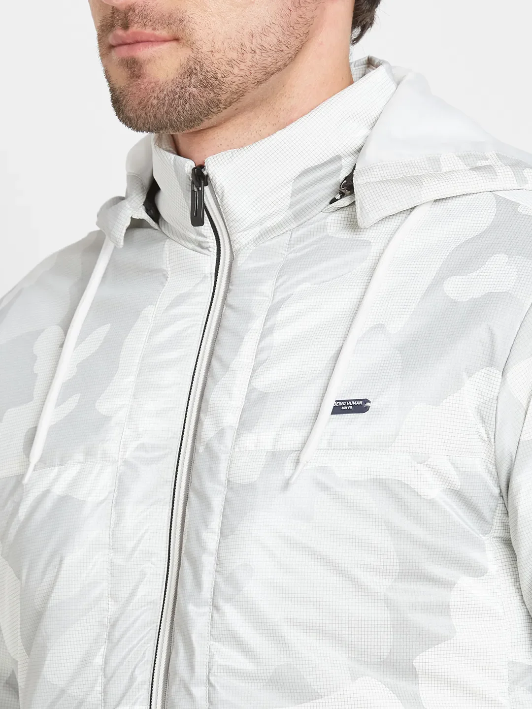 White Regular Fit Long Sleeves Men's Jacket by Being Human Clothing - Image 4