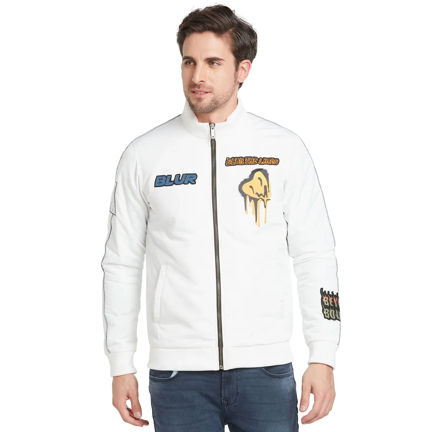 White Regular Fit Long Sleeves Men's Jacket by Being Human Clothing