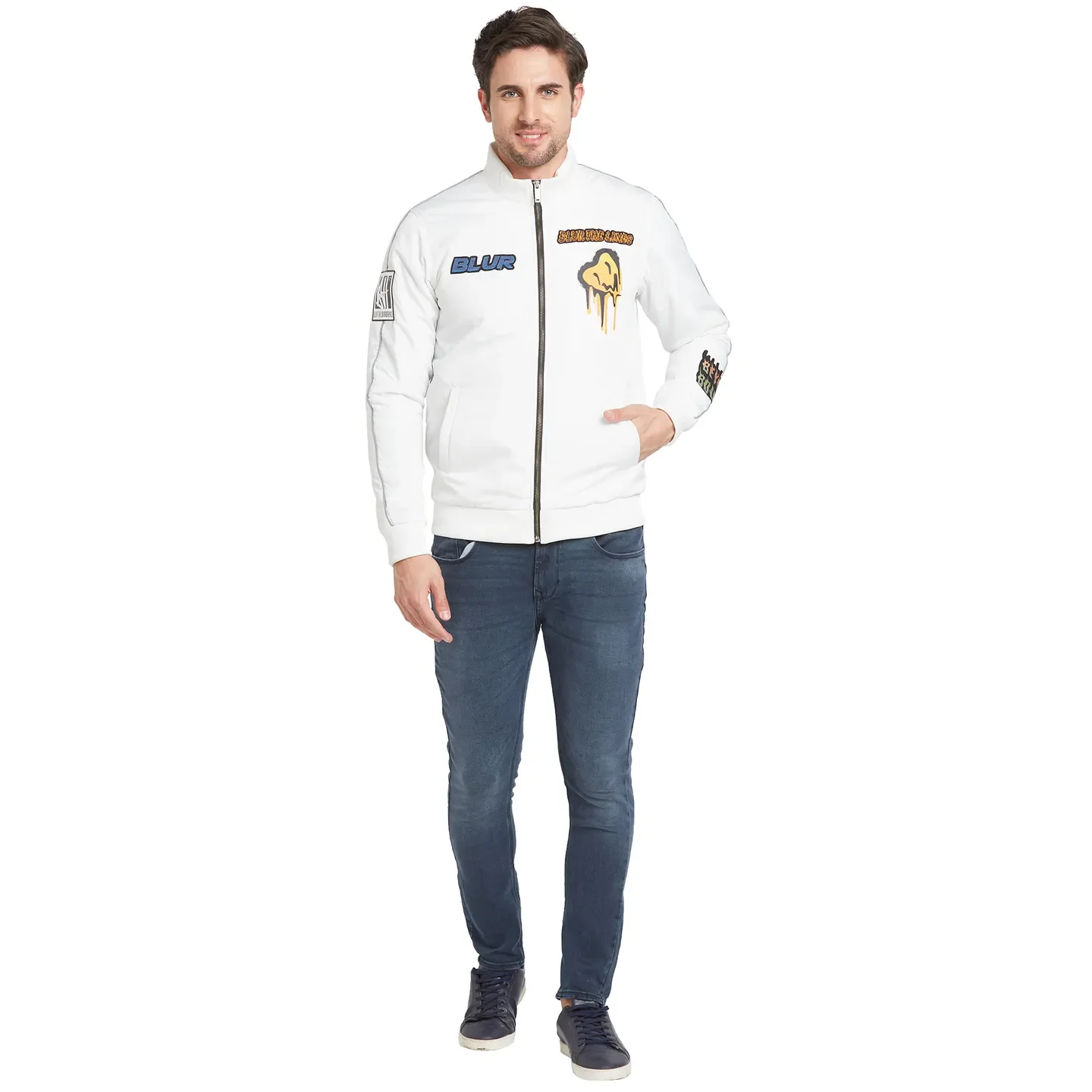 White Regular Fit Long Sleeves Men's Jacket by Being Human Clothing - Image 2