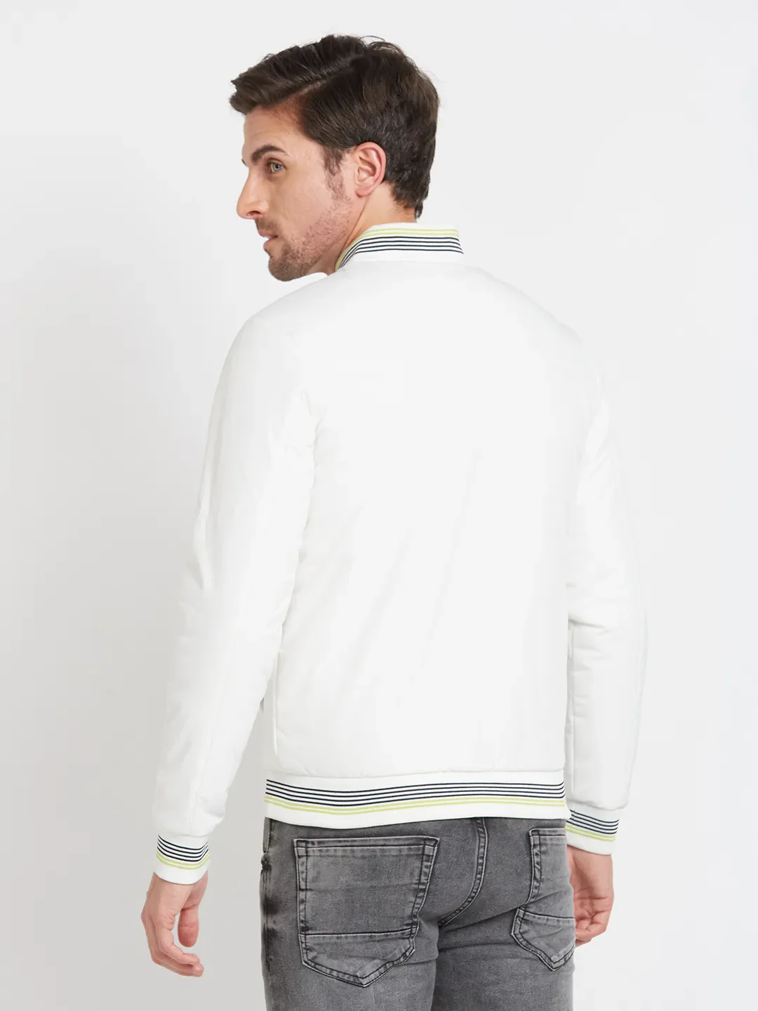 White Regular Fit Long Sleeves Men's Jacket by Being Human Clothing - Image 3