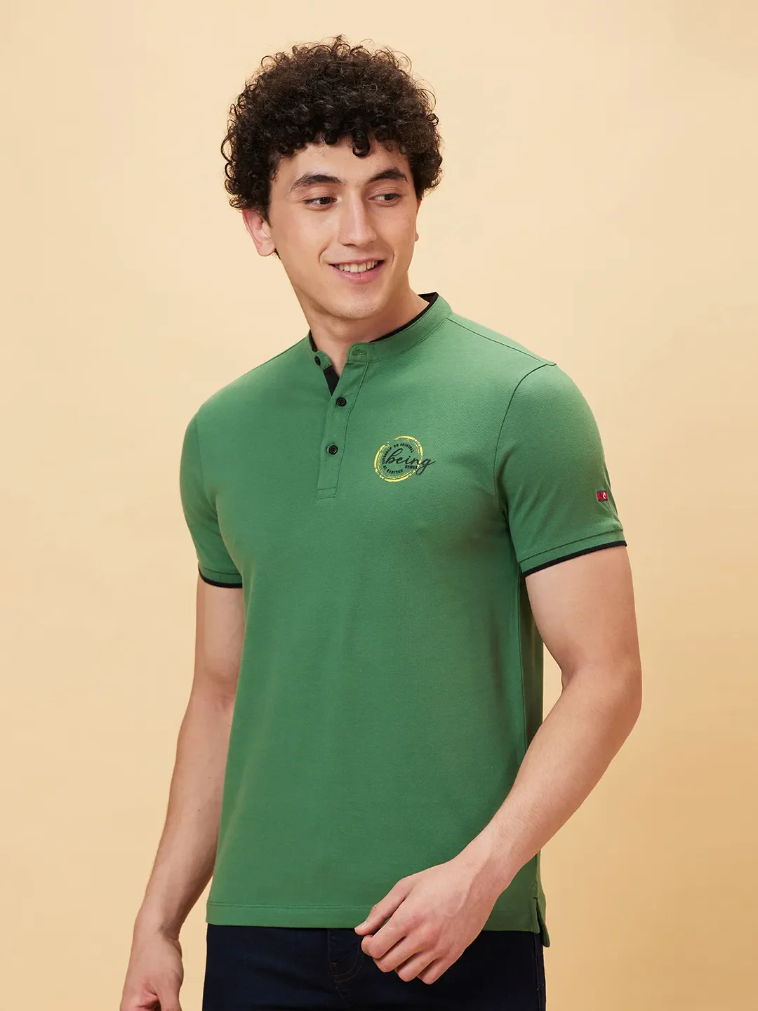 Green Regular Fit Men's Polo T-Shirt by Being Human Clothing - Image 3