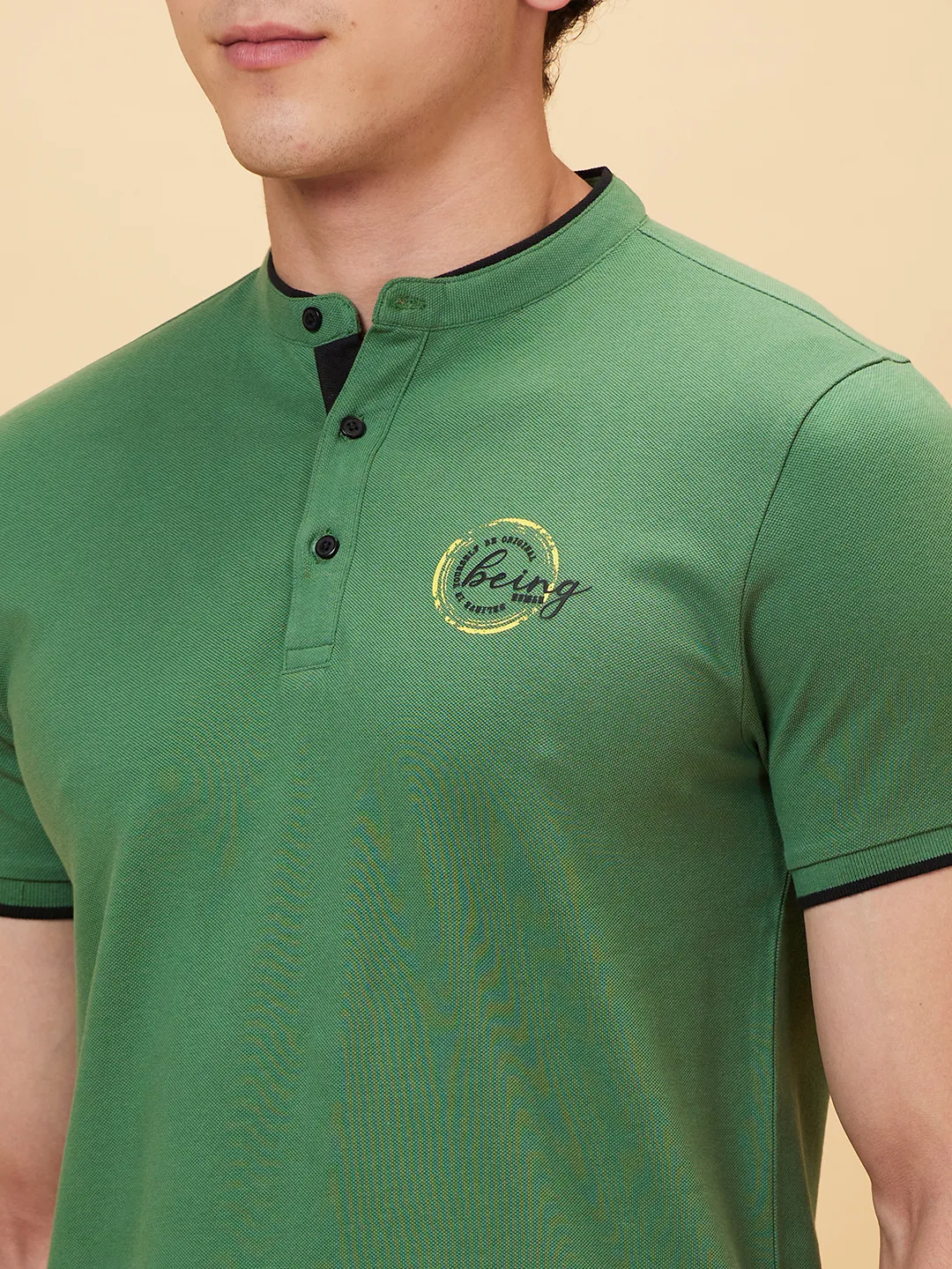 Green Regular Fit Men's Polo T-Shirt by Being Human Clothing - Image 4