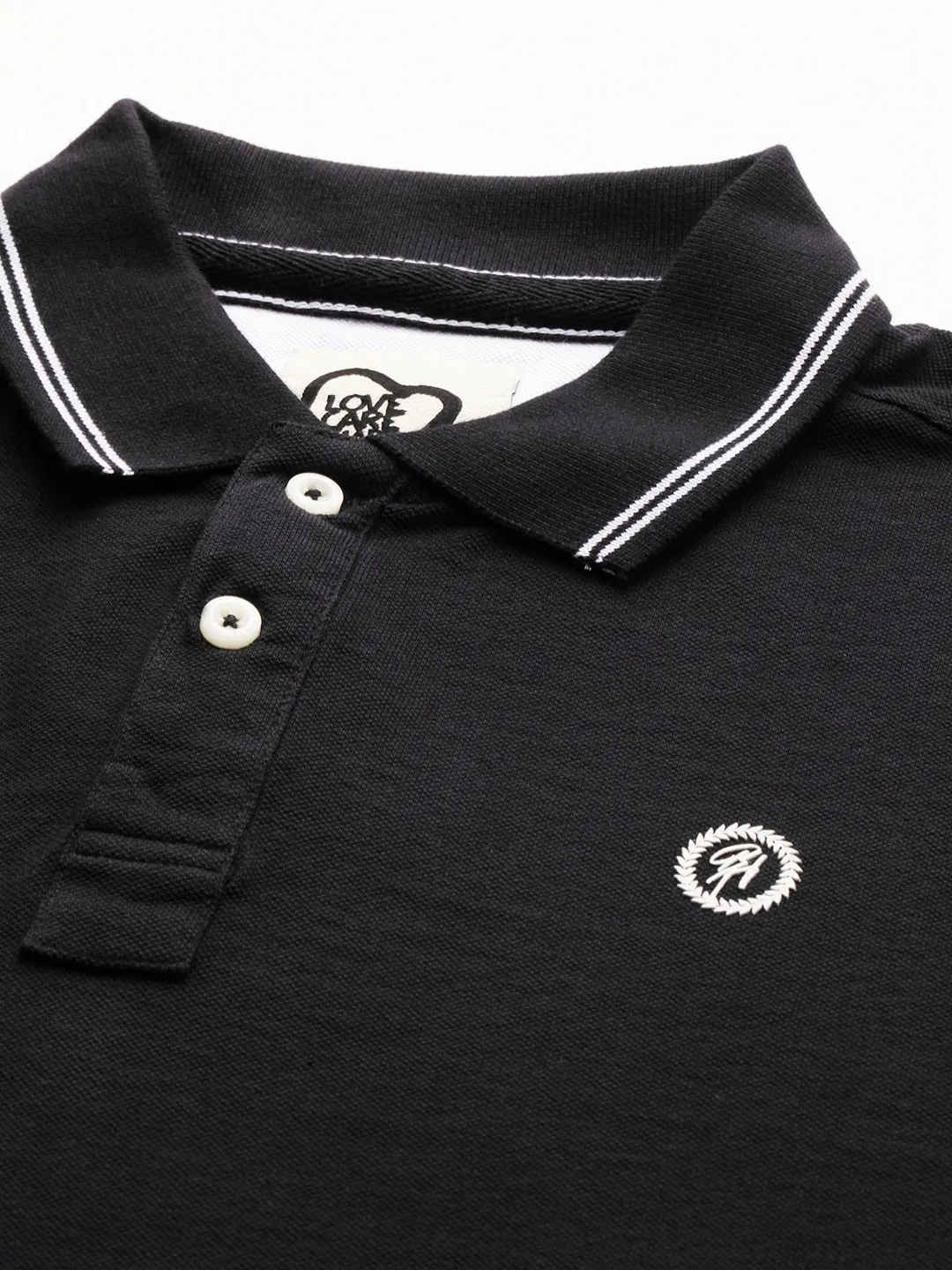 Black Regular Fit Men's Long Sleeves Polo T-Shirt by Being Human Clothing - Image 3