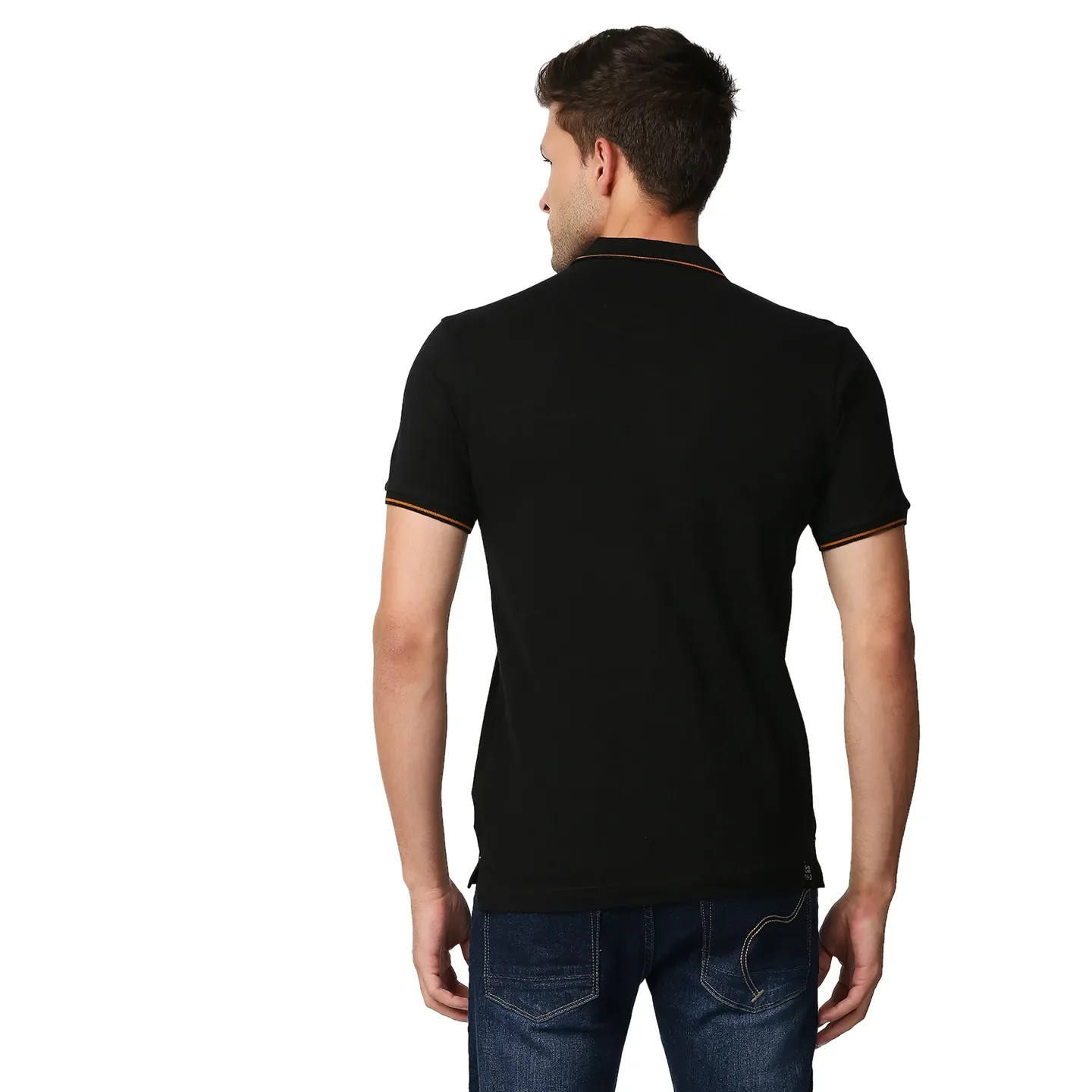 Black Regular Fit Men's Polo T-Shirt by Being Human Clothing - Image 4