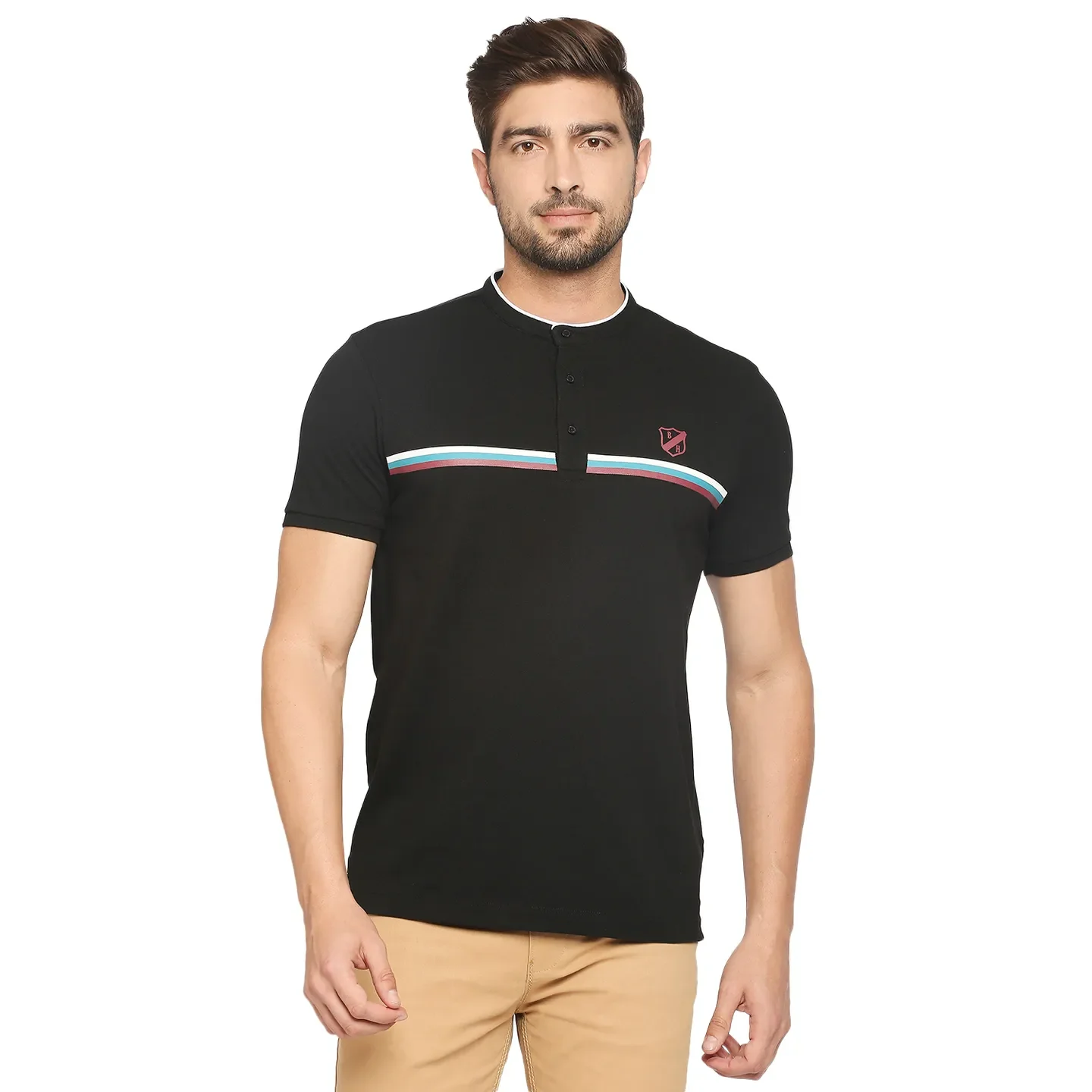Black Regular Fit Men's Polo T-Shirt by Being Human Clothing