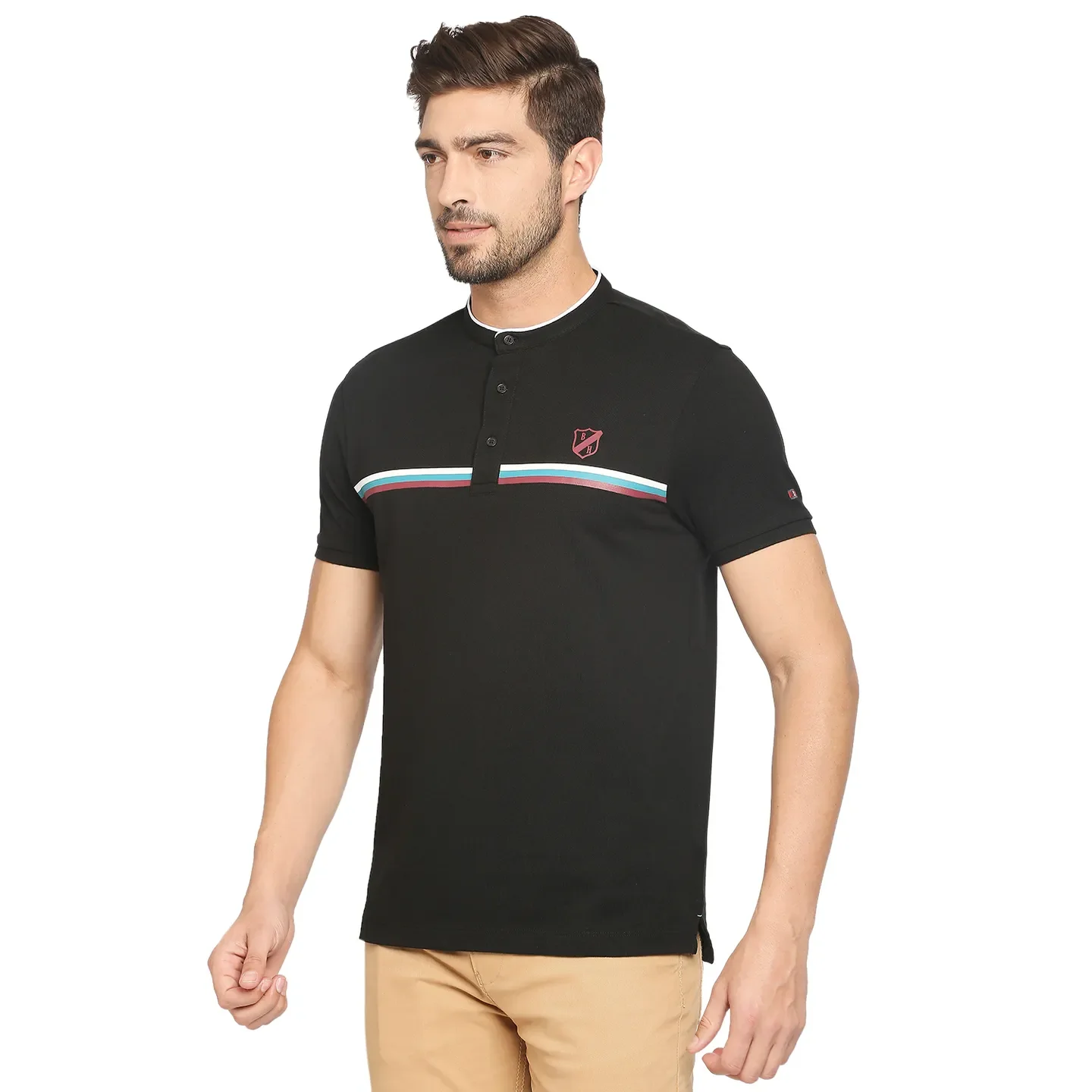 Black Regular Fit Men's Polo T-Shirt by Being Human Clothing - Image 5