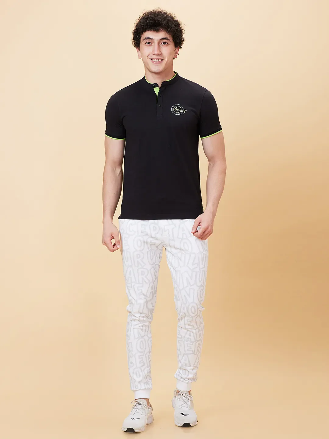 Black Regular Fit Men's Polo T-Shirt by Being Human Clothing