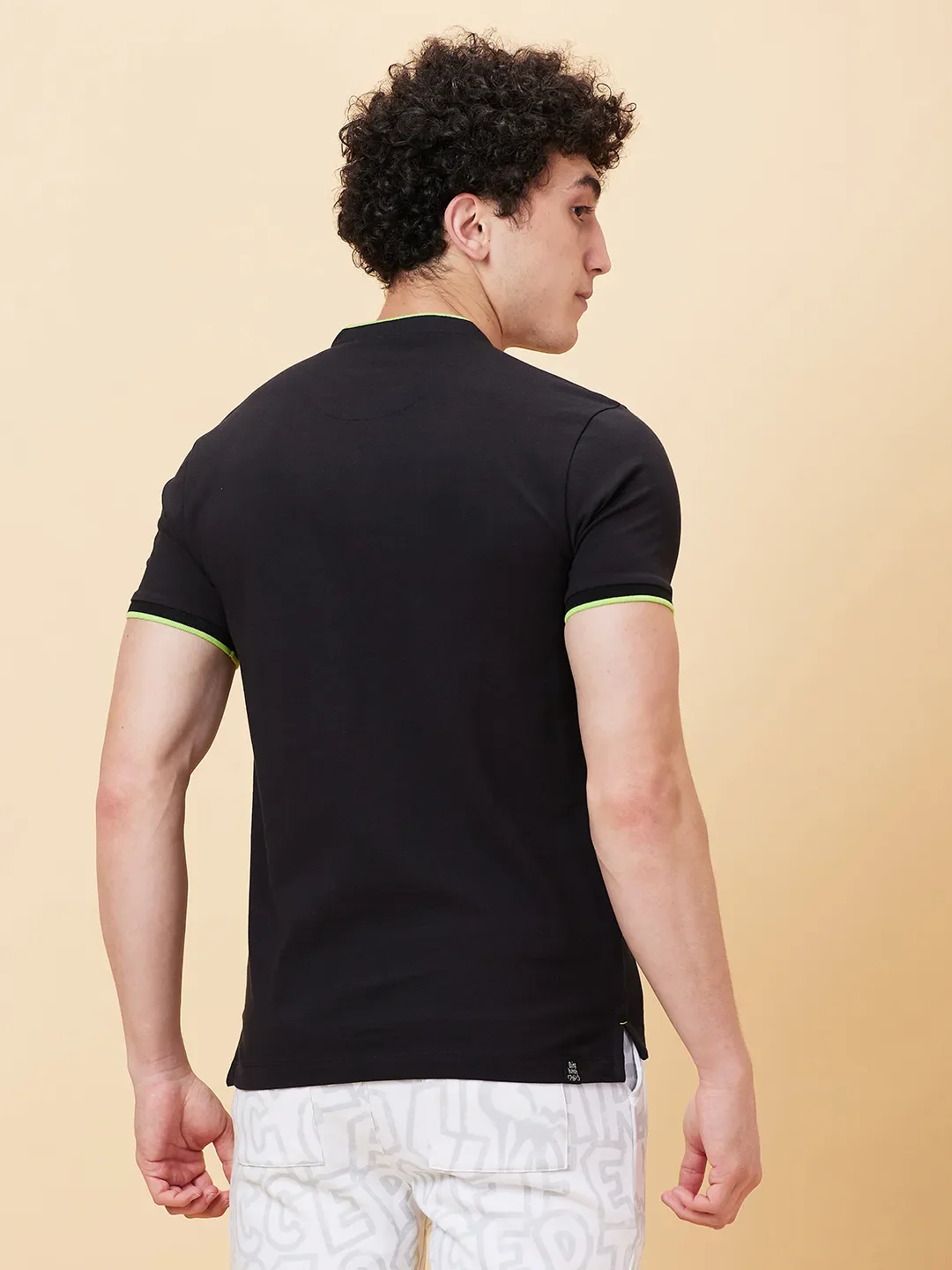 Black Regular Fit Men's Polo T-Shirt by Being Human Clothing - Image 3