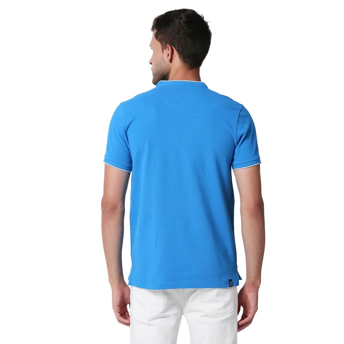 Blue Slim Straight Fit Men's Polo T-Shirt by Being Human Clothing - Image 3