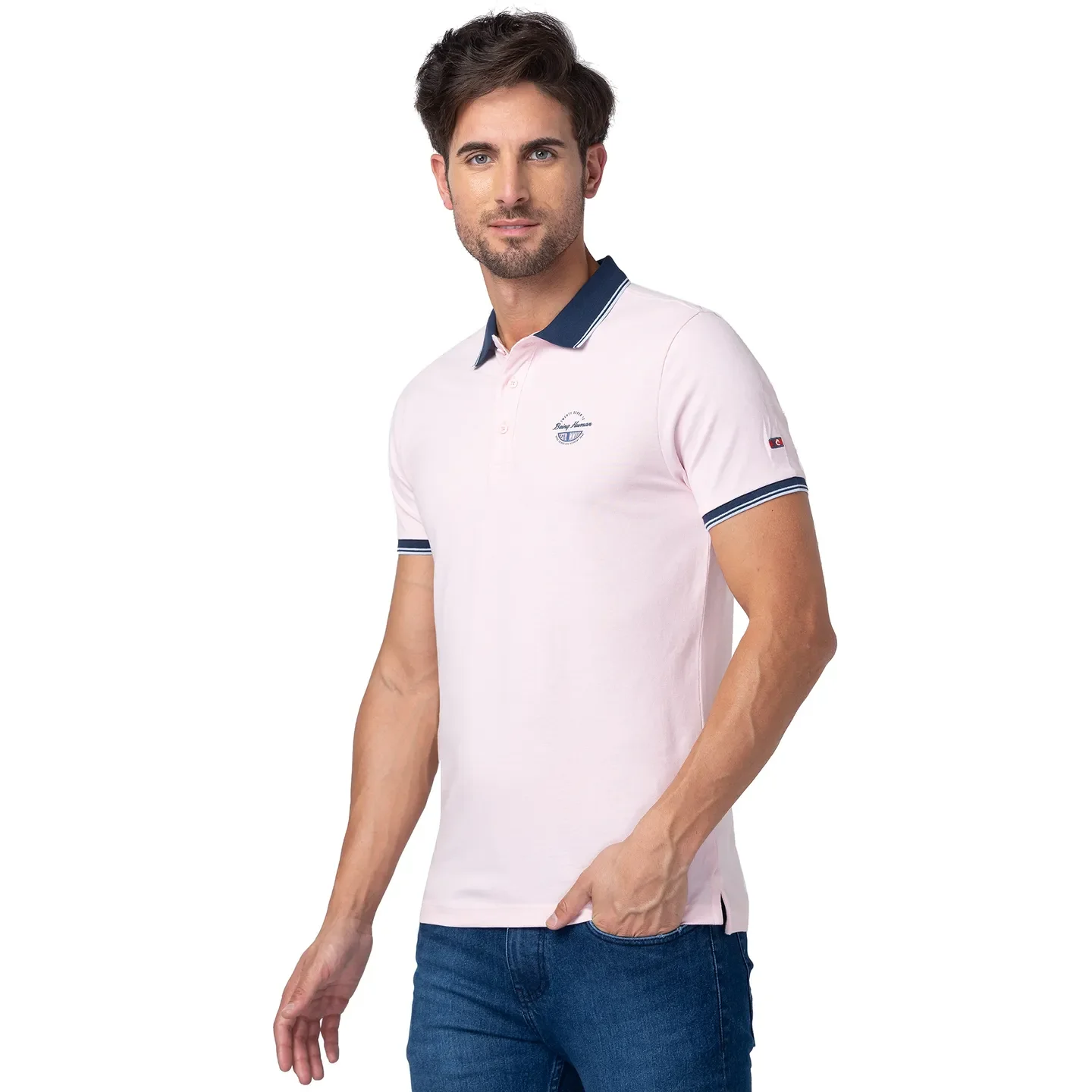 Pink Regular Fit Men's Polo T-Shirt by Being Human Clothing - Image 4