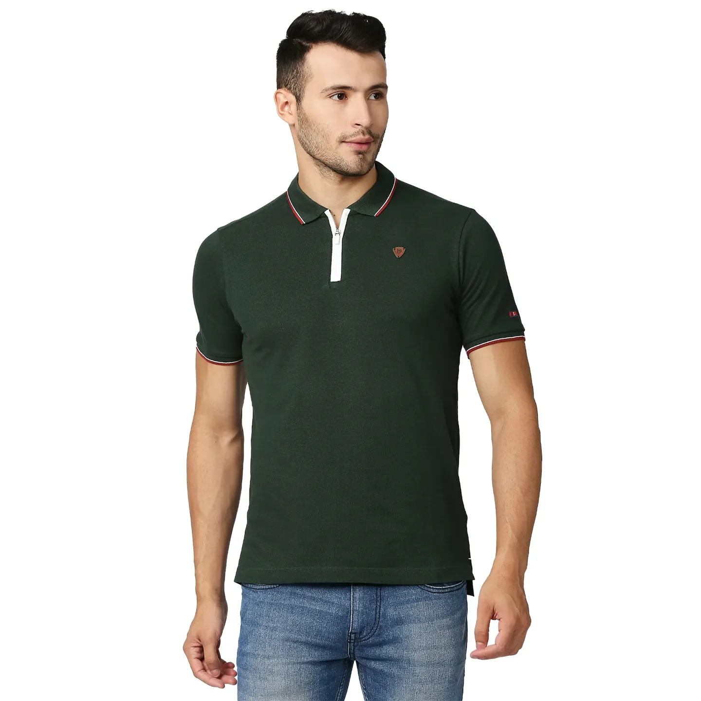 Green Regular Fit Men's Polo T-Shirt by Being Human Clothing