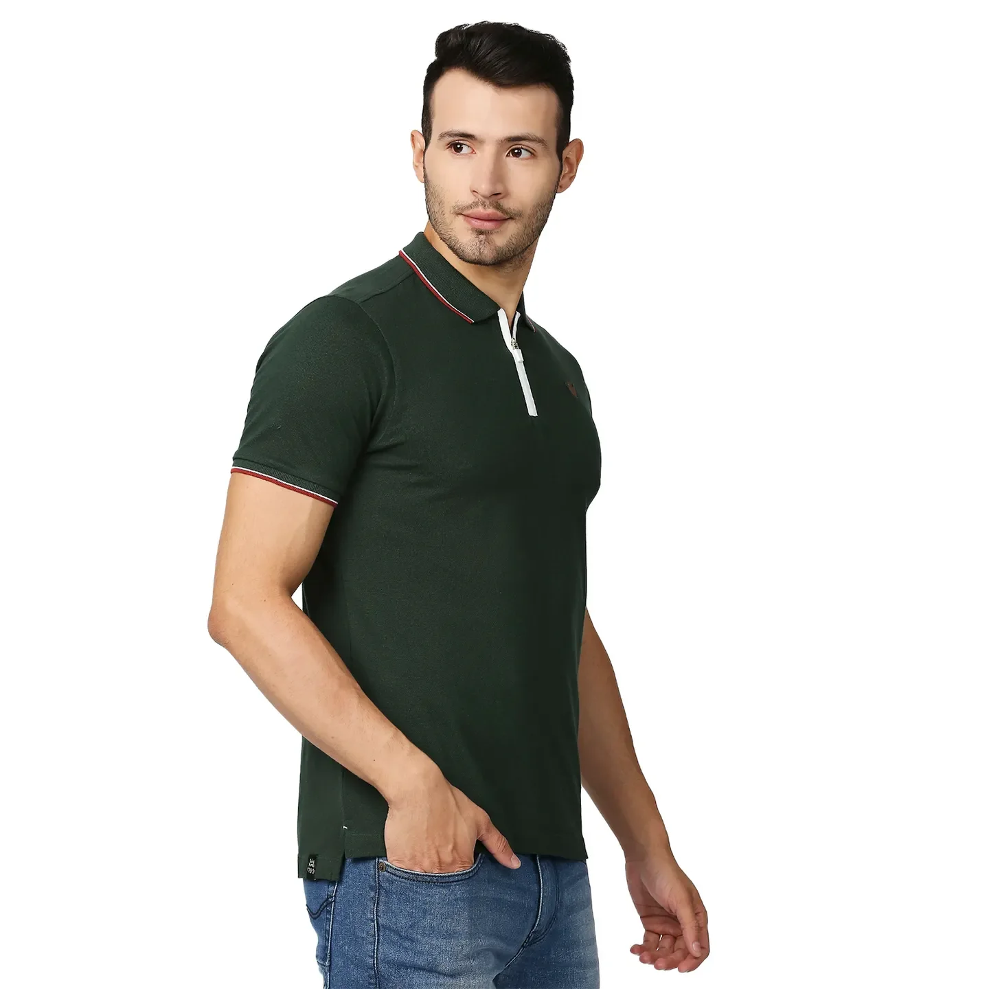 Green Regular Fit Men's Polo T-Shirt by Being Human Clothing - Image 3