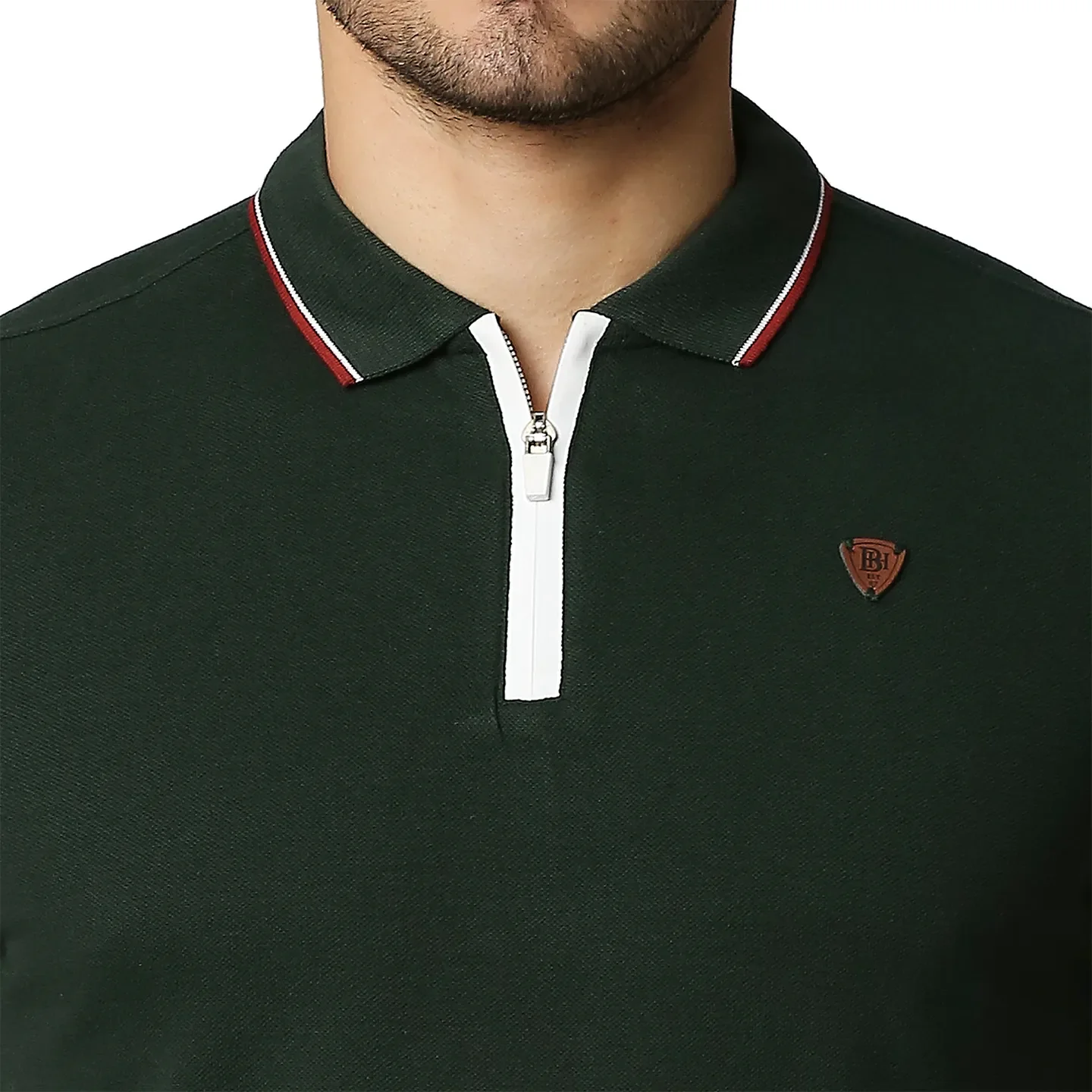 Green Regular Fit Men's Polo T-Shirt by Being Human Clothing - Image 5