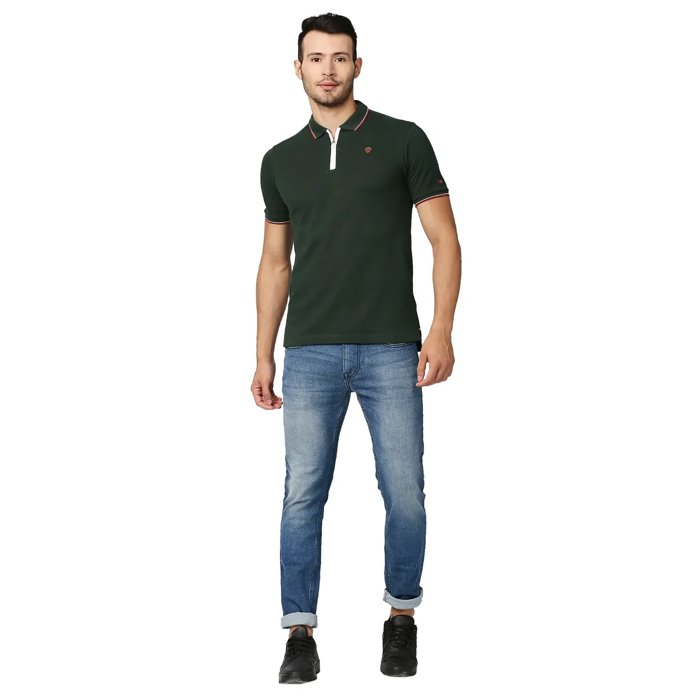 Green Regular Fit Men's Polo T-Shirt by Being Human Clothing - Image 6