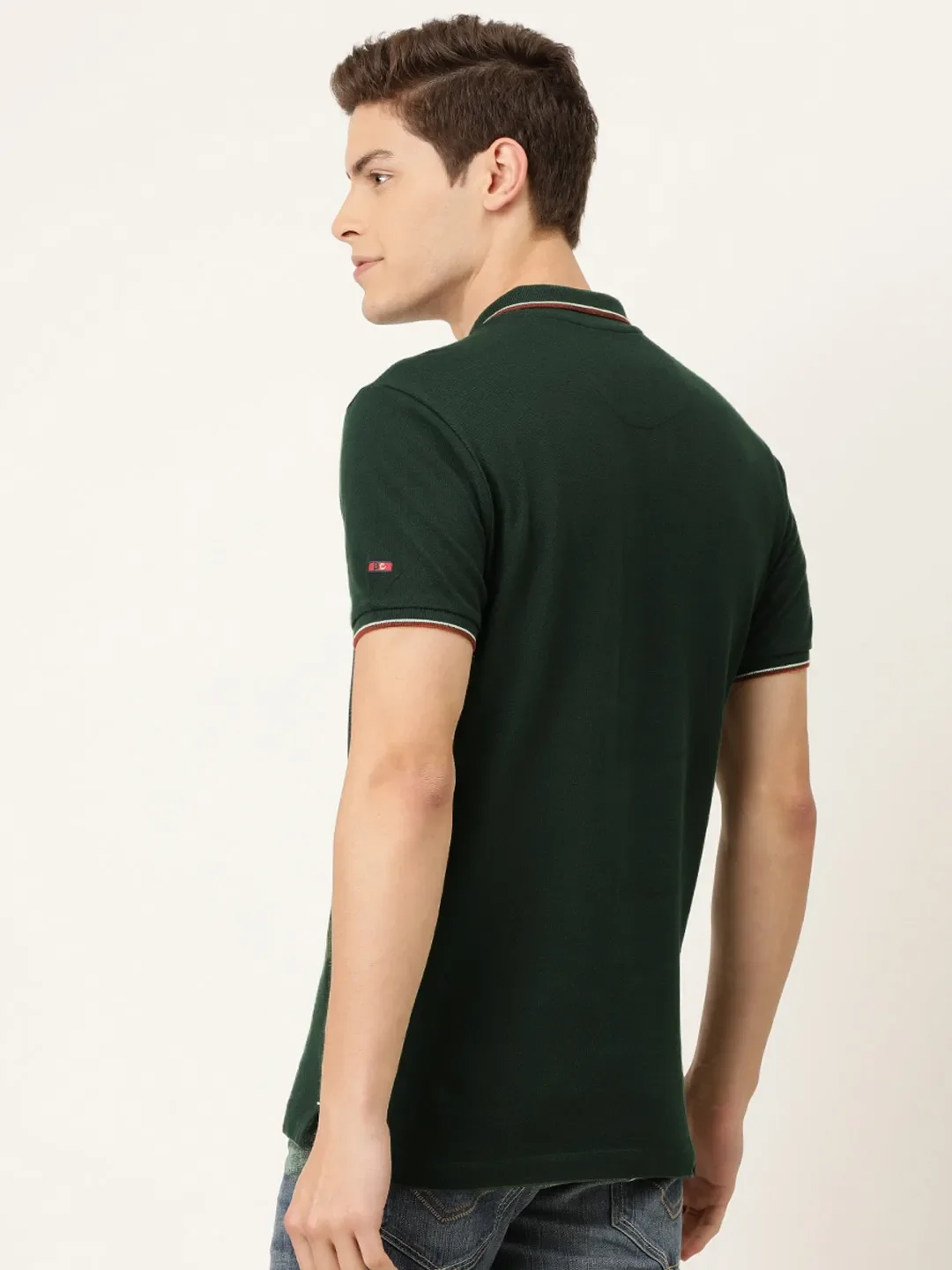 Green Regular Fit Men's Polo T-Shirt by Being Human Clothing - Image 3