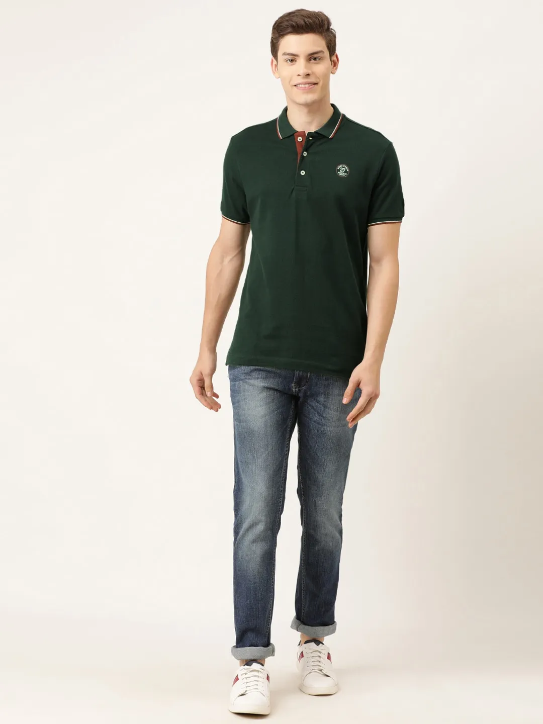 Green Regular Fit Men's Polo T-Shirt by Being Human Clothing - Image 7