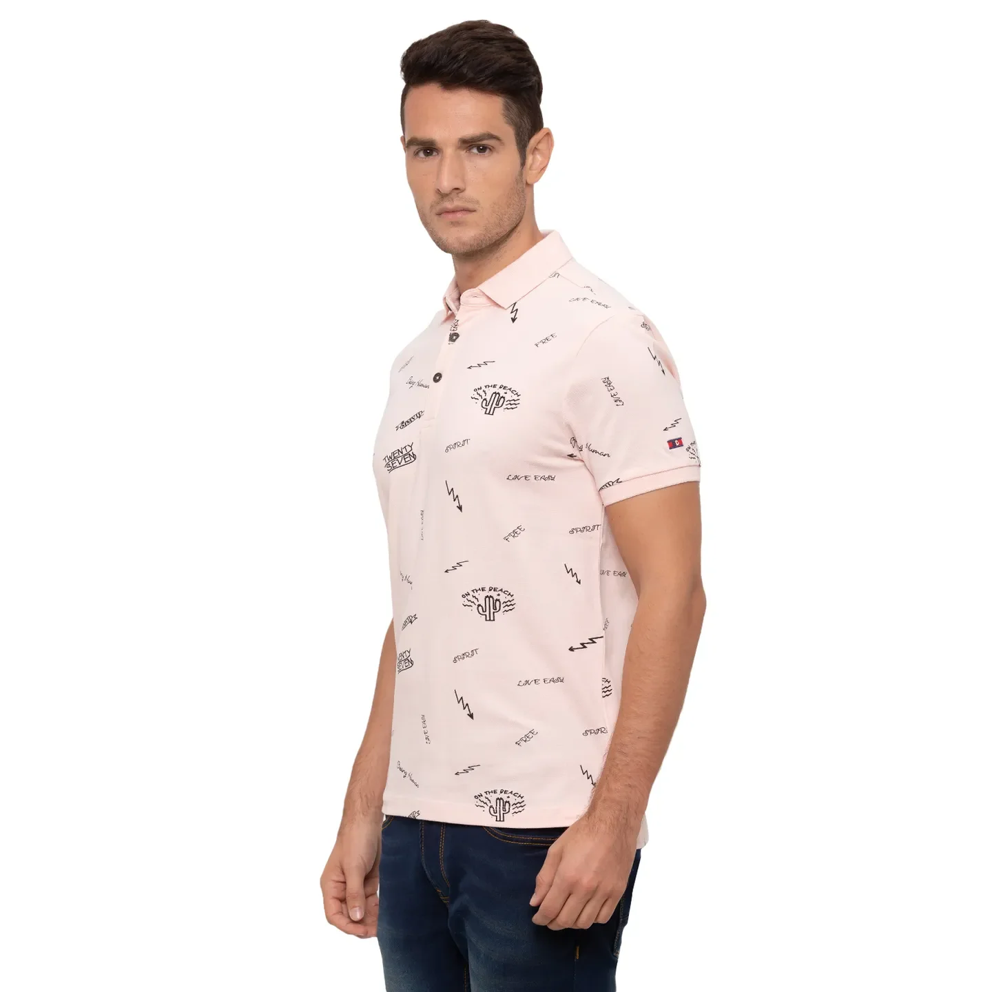 Pink Regular Fit Men's Polo T-Shirt by Being Human Clothing - Image 4