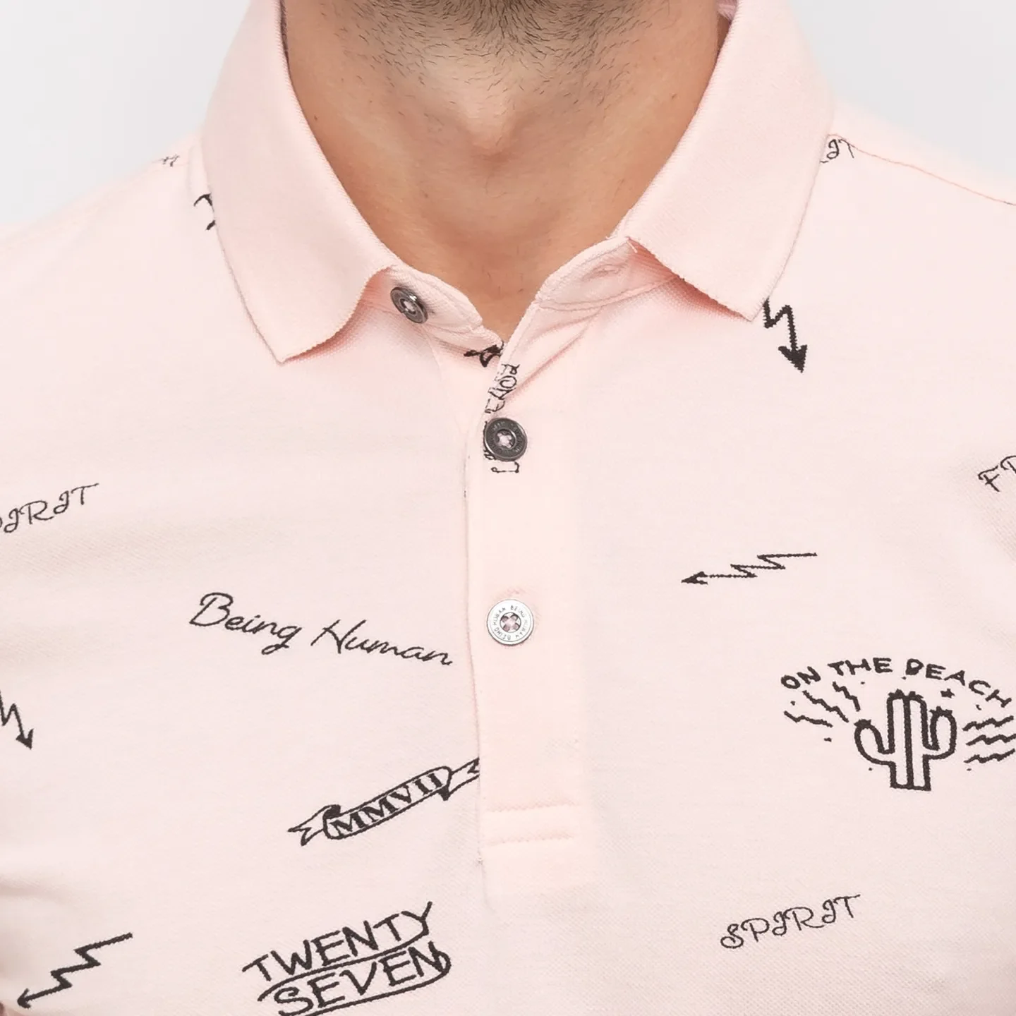 Pink Regular Fit Men's Polo T-Shirt by Being Human Clothing - Image 5