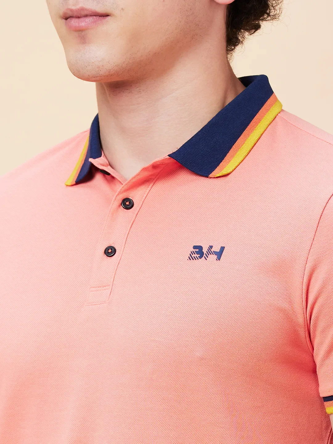 Pink Regular Fit Men's Polo T-Shirt by Being Human Clothing - Image 5
