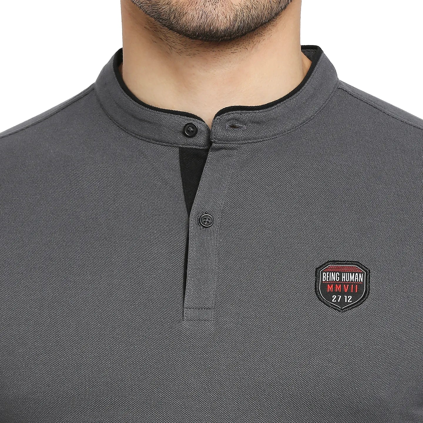 Grey Regular Fit Men's Polo T-Shirt by Being Human Clothing - Image 5