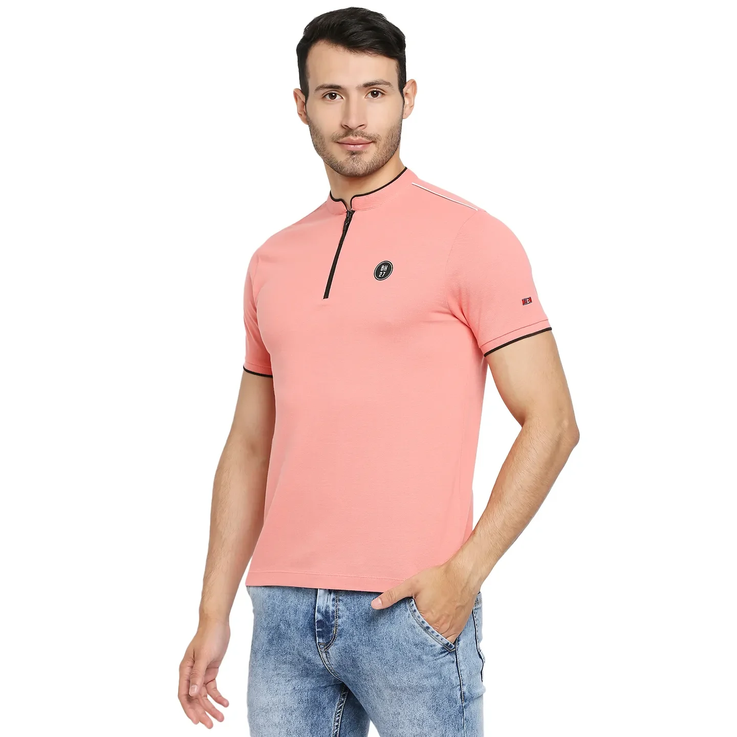 Pink Regular Fit Men's Polo T-Shirt by Being Human Clothing - Image 2