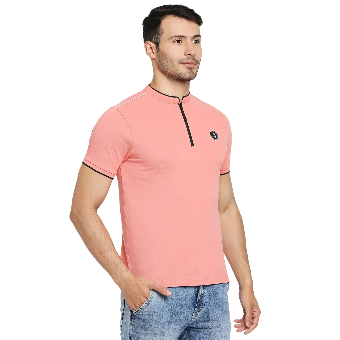 Pink Regular Fit Men's Polo T-Shirt by Being Human Clothing - Image 3