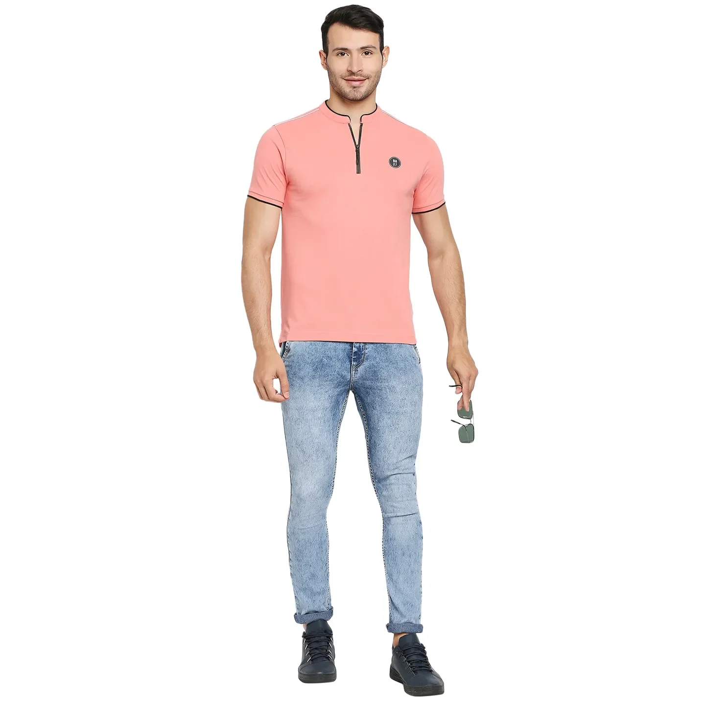 Pink Regular Fit Men's Polo T-Shirt by Being Human Clothing - Image 6