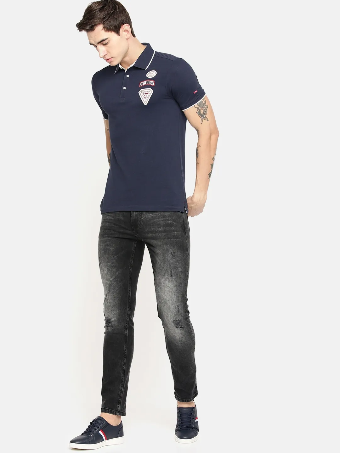 Blue Regular Fit Men's Polo T-Shirt by Being Human Clothing - Image 4
