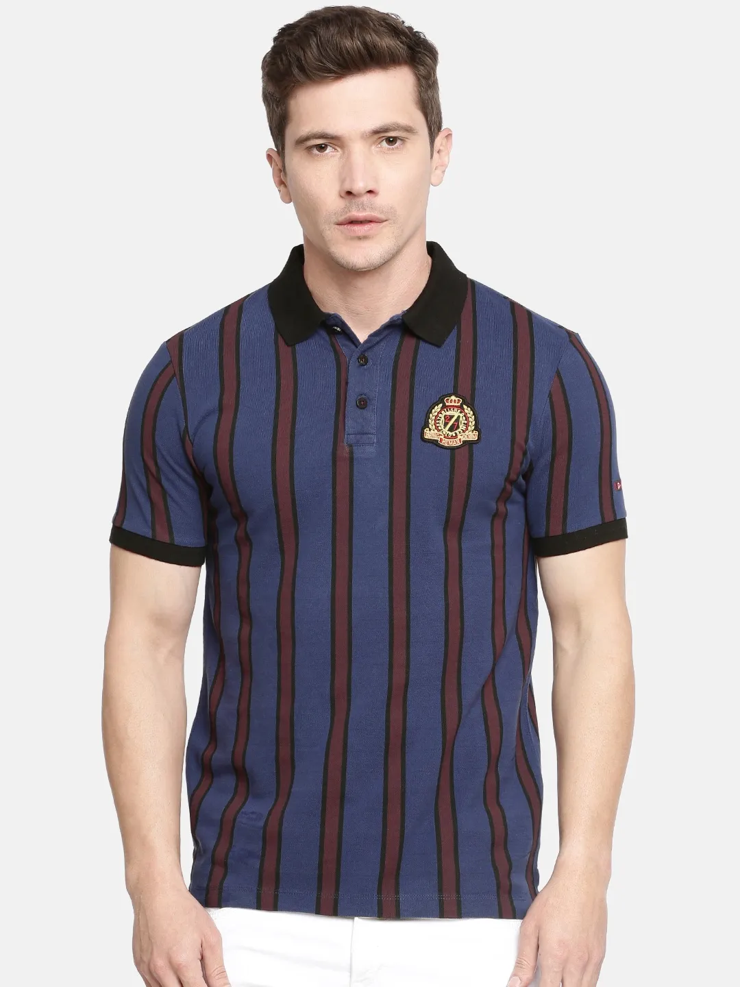 Blue Regular Fit Men's Polo T-Shirt by Being Human Clothing