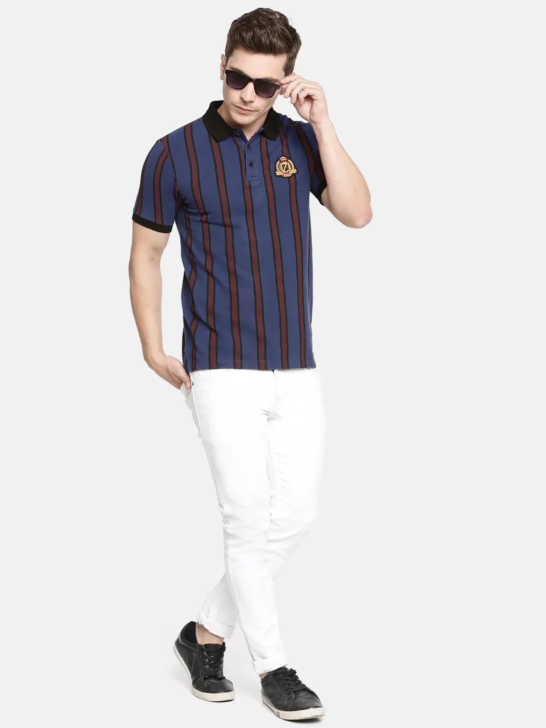 Blue Regular Fit Men's Polo T-Shirt by Being Human Clothing - Image 3