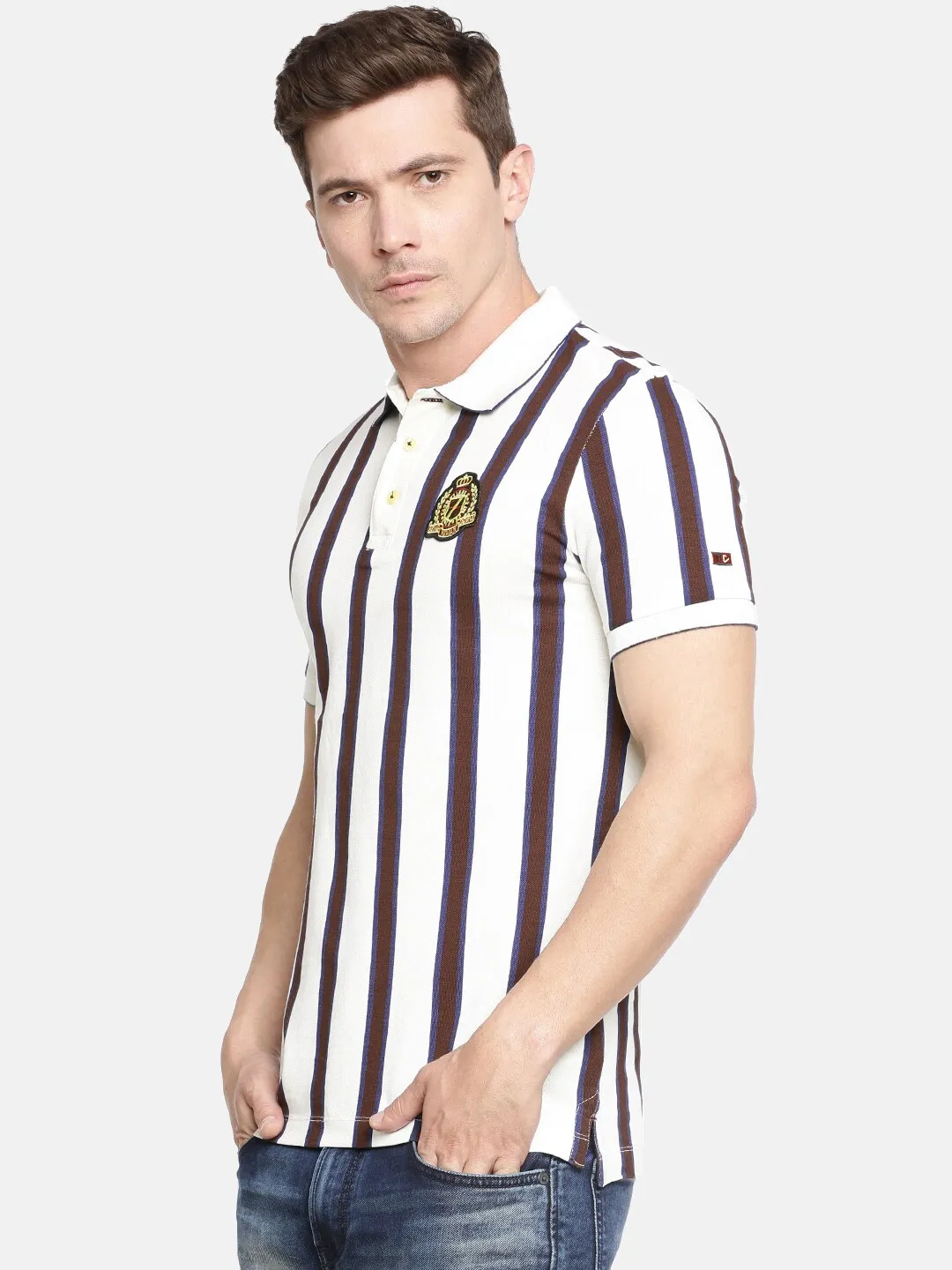 Beige Regular Fit Men's Polo T-Shirt by Being Human Clothing - Image 6