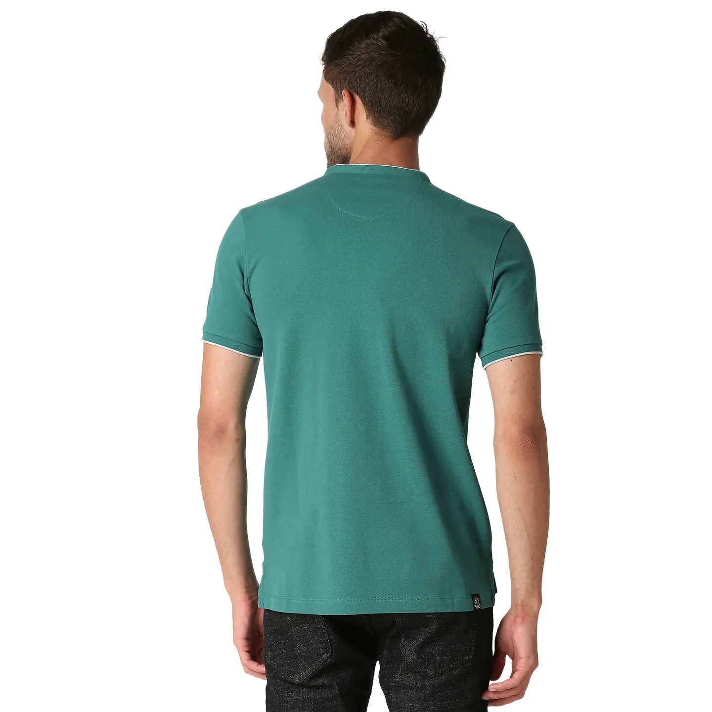 Green Slim Straight Fit Men's Polo T-Shirt by Being Human Clothing - Image 3