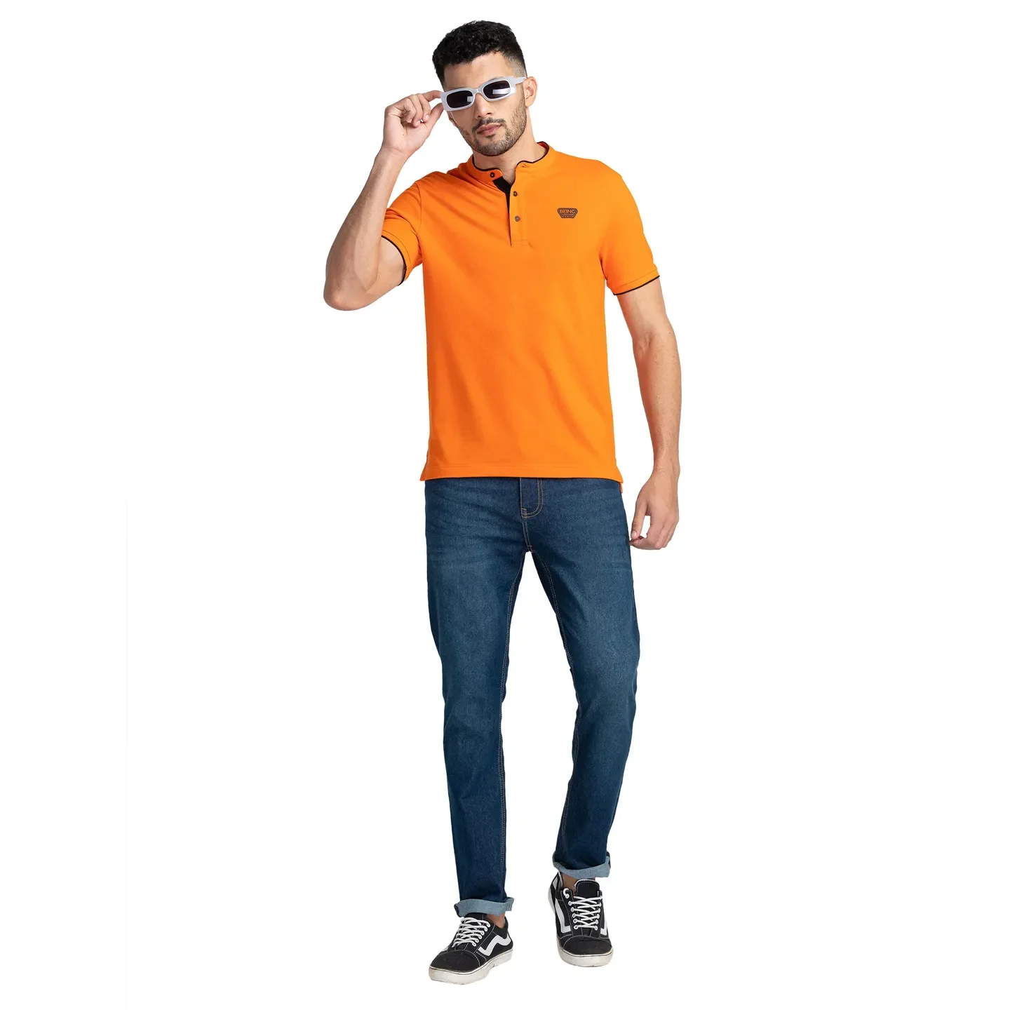 Blue Regular Fit Men's Polo T-Shirt by Being Human Clothing - Image 6